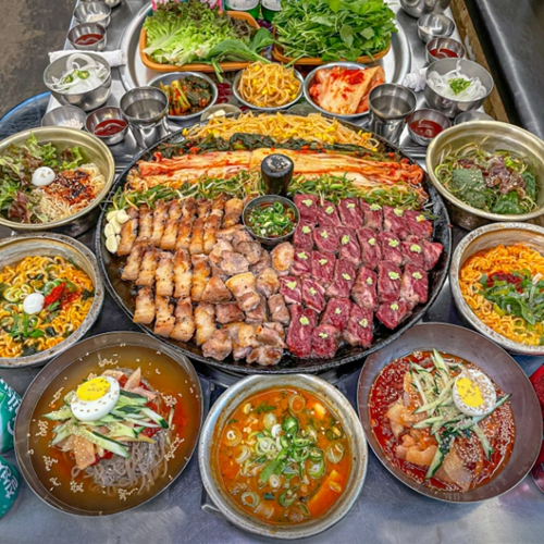 [서울 구로]열 보존율이 높은 솥뚜껑 불판에 고기를 올려 온도가 내려가지 않아 맛있게 먹을